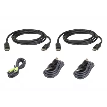 ATEN USB DisplayPort dviejų ekranų saugi KVM; 1,8 m USB DisplayPort dviejų ekranų