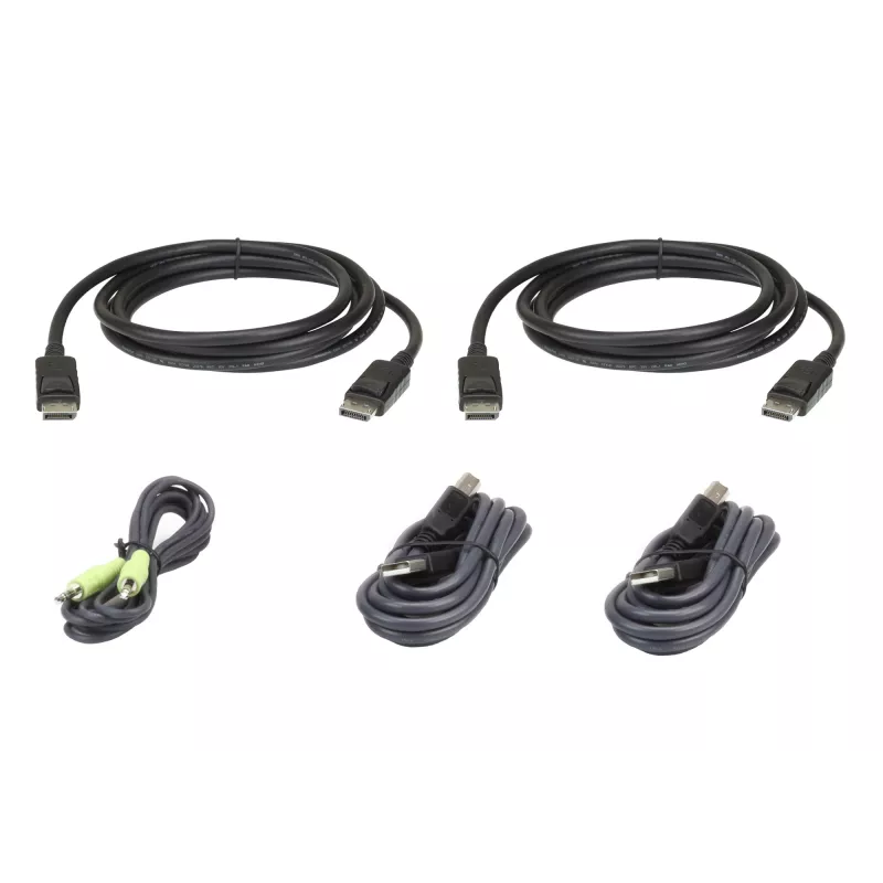 ATEN USB DisplayPort dviejų ekranų saugi KVM; 1,8 m USB DisplayPort dviejų ekranų