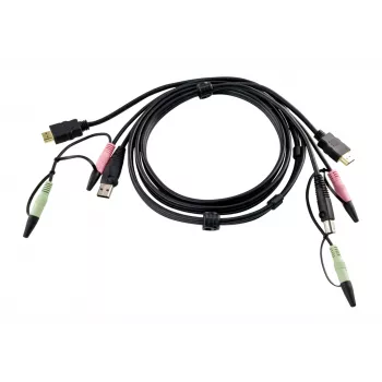 ATEN HDMI KVM laidas 1,8 m, 1.8 m, HDMI, juodas, HDMI, USB A, 2 x 3,5 mm, HDMI, USB B, 2 x 3,5 mm, kištukas