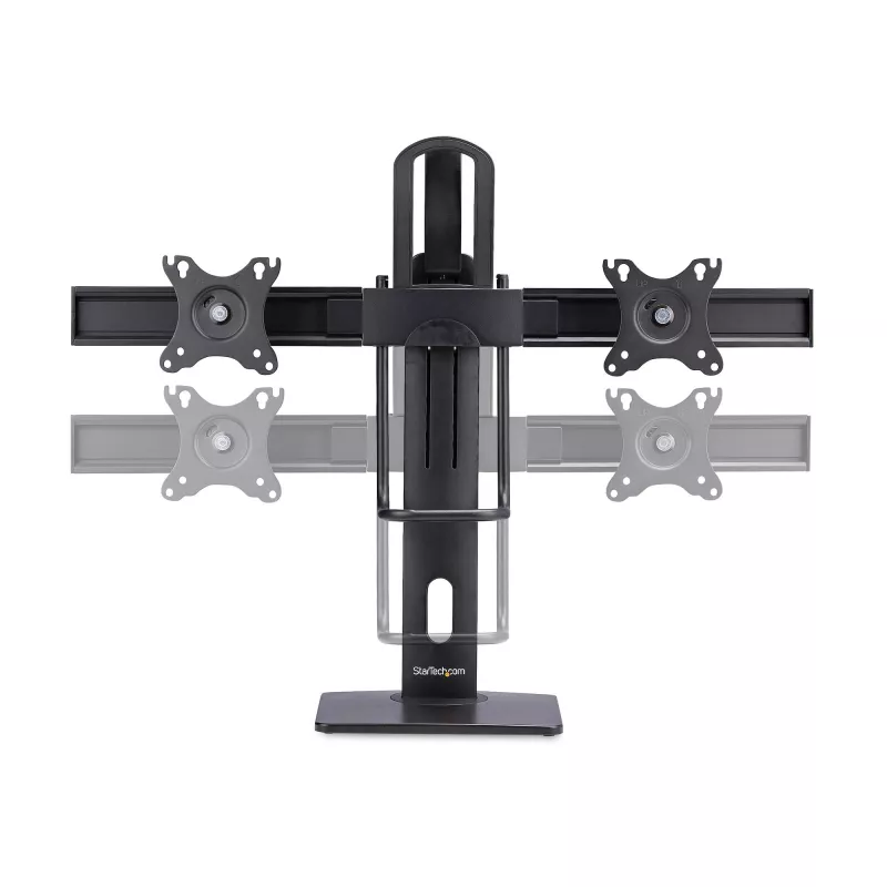 StarTech.com skersinio dvigubo monitoriaus stovo stalo laikiklis dviem 27 colių ekranams, VESA tvirtinimas 75x75/100x100, aukščio reguliavimas be įrankių, iki 6 kg vienam ekranui