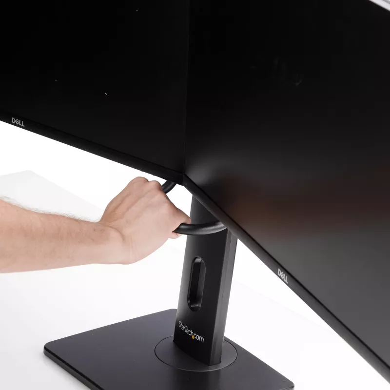 StarTech.com skersinio dvigubo monitoriaus stovo stalo laikiklis dviem 27 colių ekranams, VESA tvirtinimas 75x75/100x100, aukščio reguliavimas be įrankių, iki 6 kg vienam ekranui