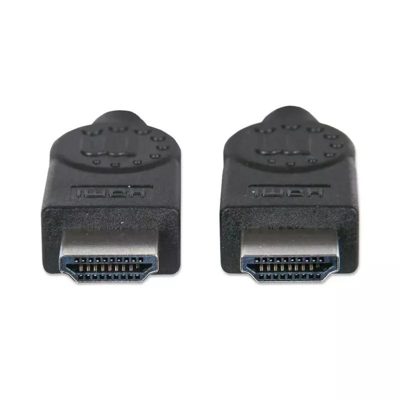 Manhattan HDMI laidas, 1080p@60Hz (didelės spartos), 10 m, kištukas-kištukas, juodas, pilnai ekranuotas, paauksuoti kontaktai, garantija visam eksploatacijos laikui
