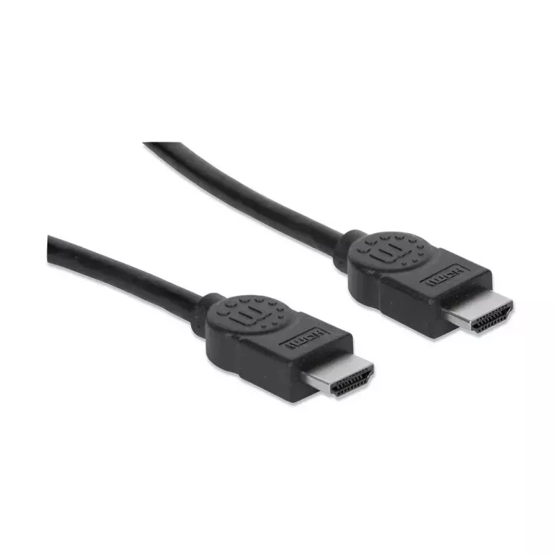 Manhattan HDMI laidas, 1080p@60Hz (didelės spartos), 10 m, kištukas-kištukas, juodas, pilnai ekranuotas, paauksuoti kontaktai, garantija visam eksploatacijos laikui