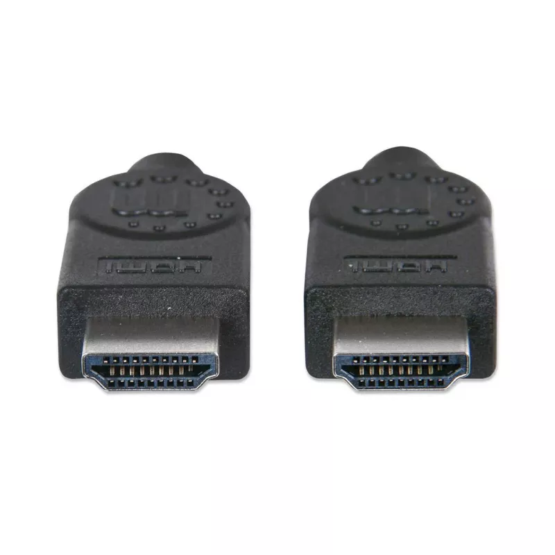 Manhattan HDMI laidas su Ethernet, 1080p@60Hz (didelės spartos), 10 m, kištukas-kištukas, juodas, pilnai ekranuotas, auksuoti kontaktai, garantija visam laikui