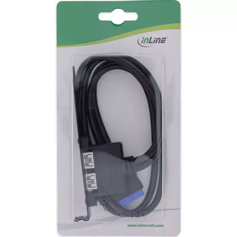 InLine lizdo laikiklis 2x USB 3.0 A moteriška / vidinis pagrindinės plokštės kištukas 0,5 m