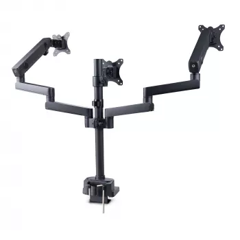“StarTech.com” trijų monitorių stalinis laikiklis iki trijų 27 inch ekranų, VESA 75x75/100x100, rankenėlių nereikalaujantis rankų reguliavimas, C formos spaustukas / kiauryminis tvirtinimas, spyruoklinės rankos