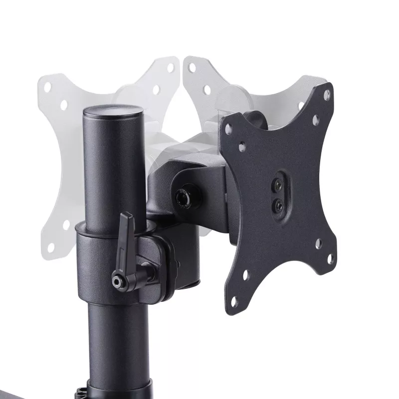 “StarTech.com” trijų monitorių stalinis laikiklis iki trijų 27 inch ekranų, VESA 75x75/100x100, rankenėlių nereikalaujantis rankų reguliavimas, C formos spaustukas / kiauryminis tvirtinimas, spyruoklinės rankos