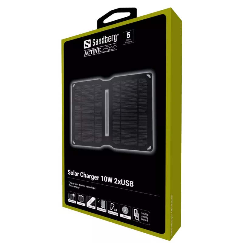 „Sandberg“ saulės įkroviklis 10W 2xUSB lauko, universalus, juodas