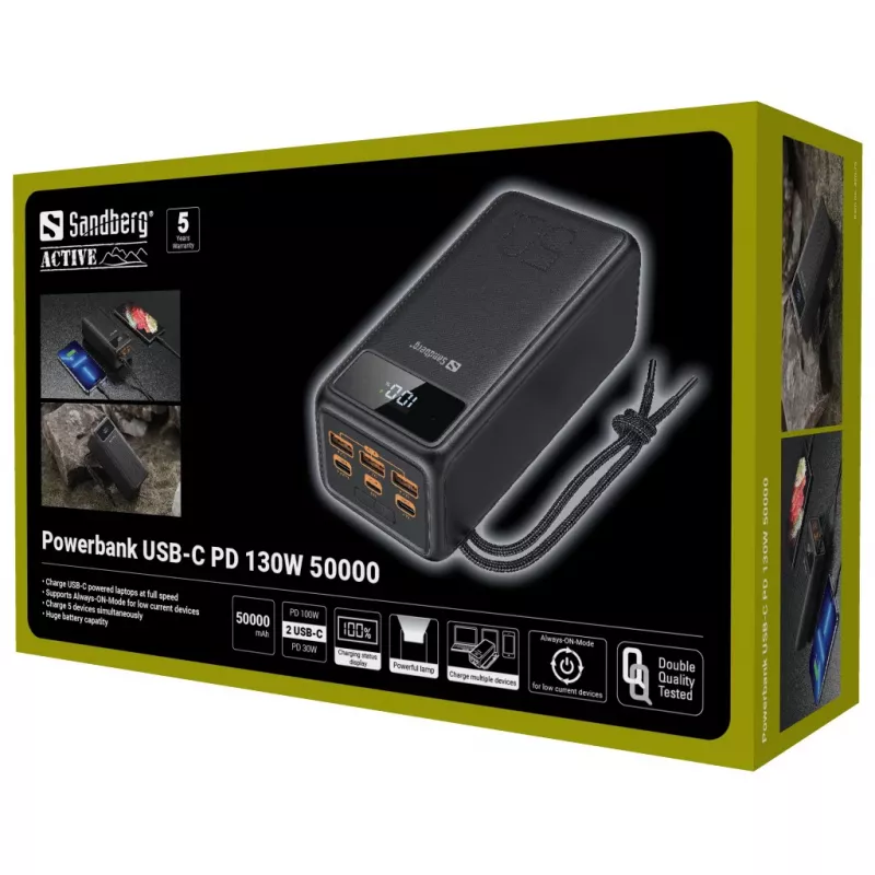 Nešiojama išorinė baterija Sandberg USB-C PD 130W 50000mAh
