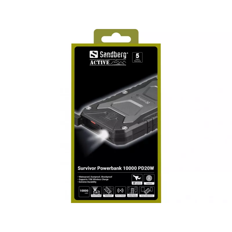 Nešiojama išorinė baterija Sandberg Survivor 10000 PD20W, 10000 mAh