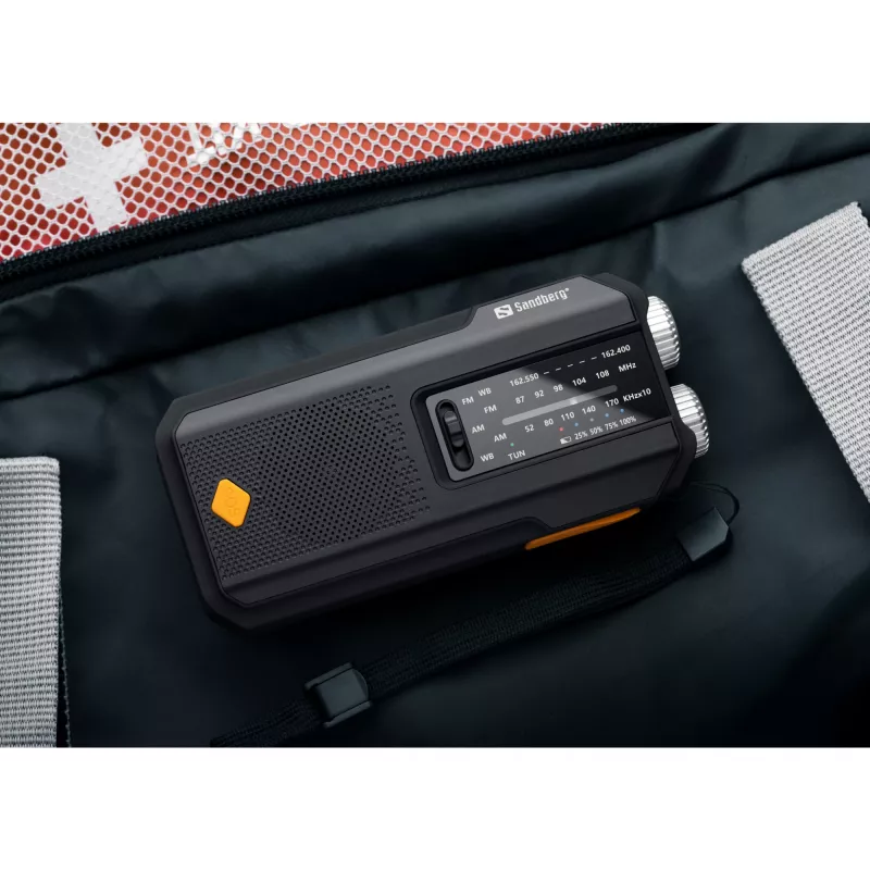 Sandberg Survivor Radio All-in-1 2000, Nešiojamas, AM, FM, 87 - 180 MHz, 520 - 1710 kHz, 3 W, Analoginis