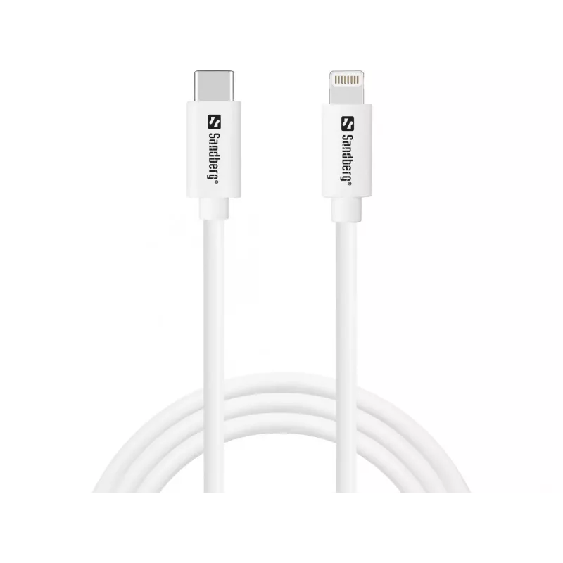 Kintamosios srovės įkroviklis Sandberg 20W USB-C + Lightning 1M greitas įkrovimas baltas
