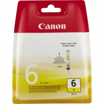Canon BCI-6Y geltona rašalo kasetė, geltona, pigmentinis rašalas, 1 vnt., 360 puslapių