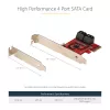 StarTech.com SATA PCIe kortelė - 4 prievadų PCIe SATA išplėtimo kortelė - 6Gbps - žemo profilio laikiklis - sumontuotos SATA jungtys - ASM1164 Non-Raid - PCI Express į SATA keitiklis