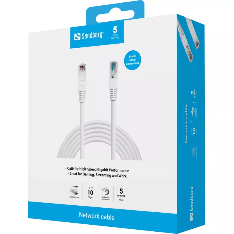 Tinklo kabelis Sandberg tinklo kabelis UTP Cat6 RJ-45 5 m baltas