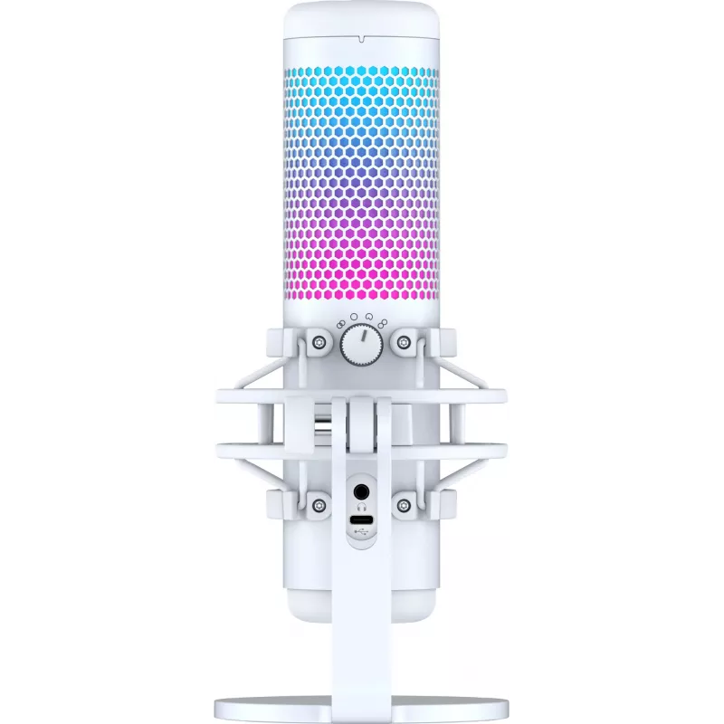 HyperX QuadCast S - USB mikrofonas (balta-pilka) - RGB apšvietimas