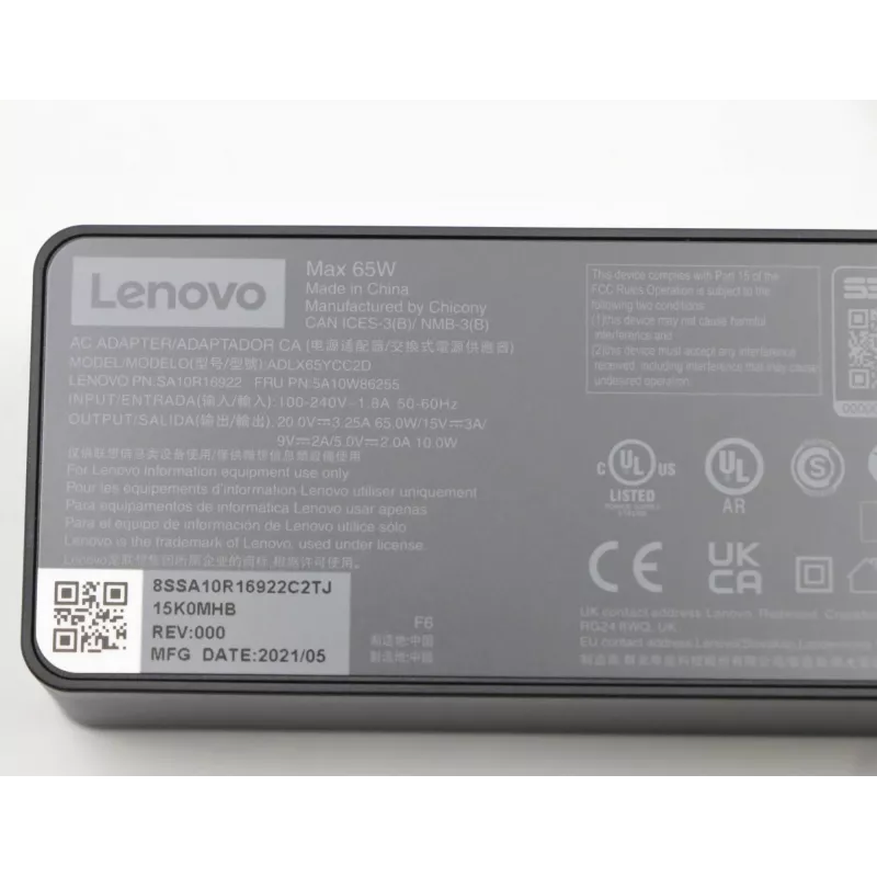 Lenovo 5A10W86255 maitinimo adapteris / keitiklis Vidinis 65 W Juoda