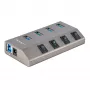 StarTech.com 4 prievadų maitinamas USB-C šakotuvas su atskirais įjungimo/išjungimo jungikliais, USB 3.0 5 Gbps plėtros šakotuvas su maitinimo šaltiniu, stacionariam/nešiojamam kompiuteriui USB-C į USB-A šakotuvas, USB C šakotuvas su BC 1.2