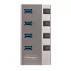 StarTech.com 4 prievadų maitinamas USB-C šakotuvas su atskirais įjungimo/išjungimo jungikliais, USB 3.0 5 Gbps plėtros šakotuvas su maitinimo šaltiniu, stacionariam/nešiojamam kompiuteriui USB-C į USB-A šakotuvas, USB C šakotuvas su BC 1.2