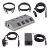 StarTech.com 4 prievadų maitinamas USB-C šakotuvas su atskirais įjungimo/išjungimo jungikliais, USB 3.0 5 Gbps plėtros šakotuvas su maitinimo šaltiniu, stacionariam/nešiojamam kompiuteriui USB-C į USB-A šakotuvas, USB C šakotuvas su BC 1.2