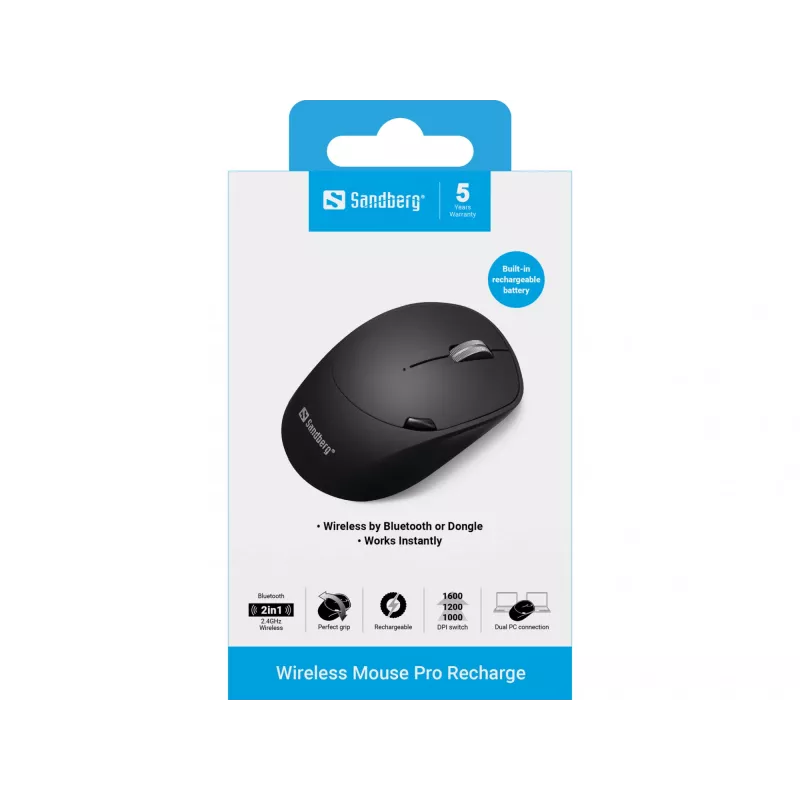 Pelė Sandberg Wireless pelė Pro Recharge RF Wireless + Bluetooth