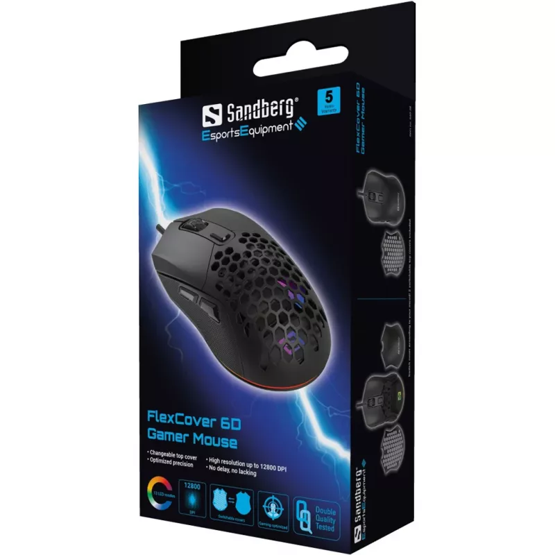 Pelė Sandberg FlexCover 6D USB Type-A