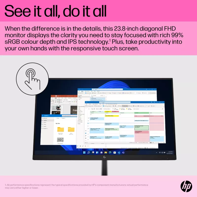 Monitorius HP E24t G5 23,8 col. liečiamasis Full HD LCD 1920x1080