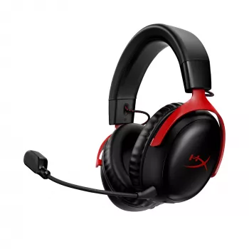 HyperX Cloud III Wireless - žaidimų ausinės, Juoda; Raudona, Kinija, Supraauralinės, Uždaro tipo, Aktyvus, 155 mm