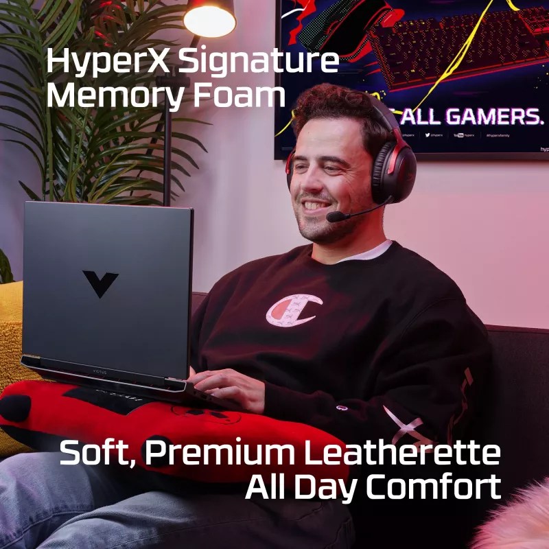 HyperX Cloud III Wireless - žaidimų ausinės, Juoda; Raudona, Kinija, Supraauralinės, Uždaro tipo, Aktyvus, 155 mm