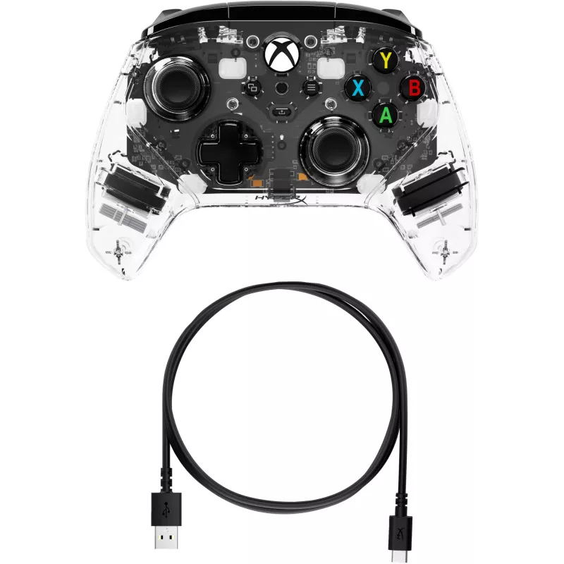 HyperX Clutch Gladiate - Laidinis žaidimų RGB valdiklis - Xbox, Žaidimų pultas, Xbox One, Xbox Series X, Laidinis, USB, USB Type-A, USB Type-C, Skaidrus
