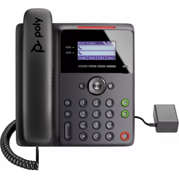 IP telefonas Poly Edge B20 — 2 linijos PoE, LCD 2,8 colio (7,11 cm), Gigabit Ethernet, laidinis ragelis, juoda