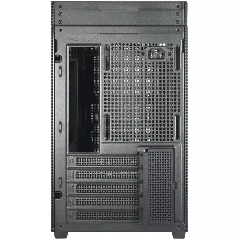Mini bokšto korpusas INTER-TECH IM-2 Expander, Mini-ITX/Micro ATX, palaiko ATX/SFX maitinimo blokus, 2,5 colio ir 3,5 colio diskus, priekinius/viršutinius ventiliatorius 120/140 mm, juodas