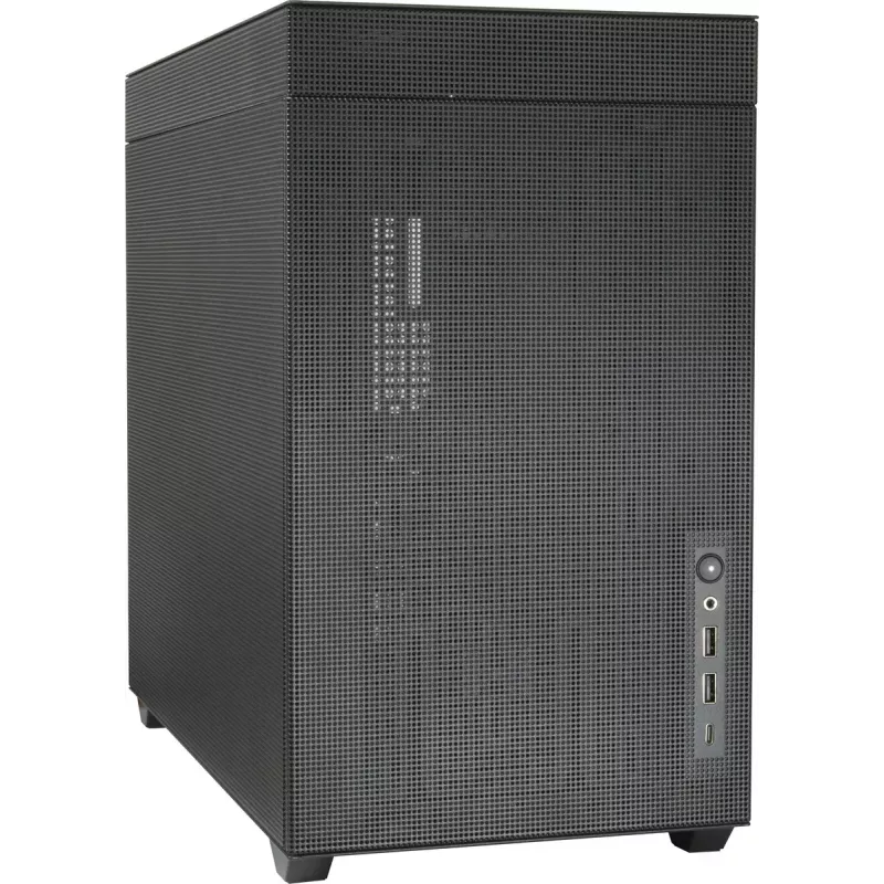 Mini bokšto korpusas INTER-TECH IM-2 Expander, Mini-ITX/Micro ATX, palaiko ATX/SFX maitinimo blokus, 2,5 colio ir 3,5 colio diskus, priekinius/viršutinius ventiliatorius 120/140 mm, juodas