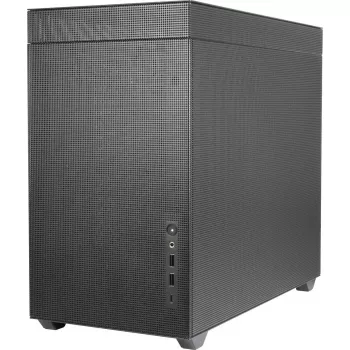 Mini bokšto korpusas INTER-TECH IM-2 Expander, Mini-ITX/Micro ATX, palaiko ATX/SFX maitinimo blokus, 2,5 colio ir 3,5 colio diskus, priekinius/viršutinius ventiliatorius 120/140 mm, juodas