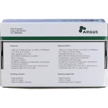 HDD korpusas Inter-Tech GD-25LK01, aliuminis, juodas, 2,5 colio