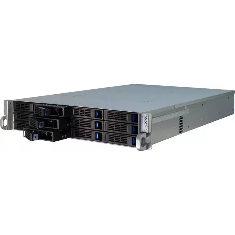 Server Case Inter-Tech IPC 2U-2412 Rack Juoda, Sidabrinė