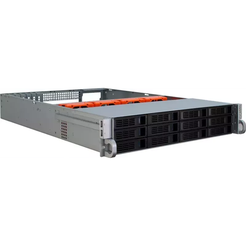 Server Case Inter-Tech IPC 2U-2412 Rack Juoda, Sidabrinė