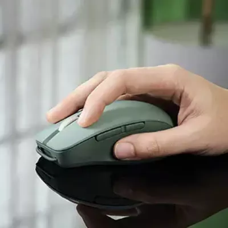 Pelė ASUS SmartO MD200 Silent Plus – abiem rankoms tinkama RF belaidė + Bluetooth, optinė 4200 DPI, 6 mygtukai, žalia