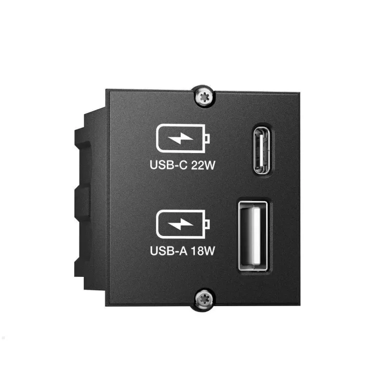 Kištukinis lizdas USB A + USB C Bachmann 917.227 Juoda IP20 250V