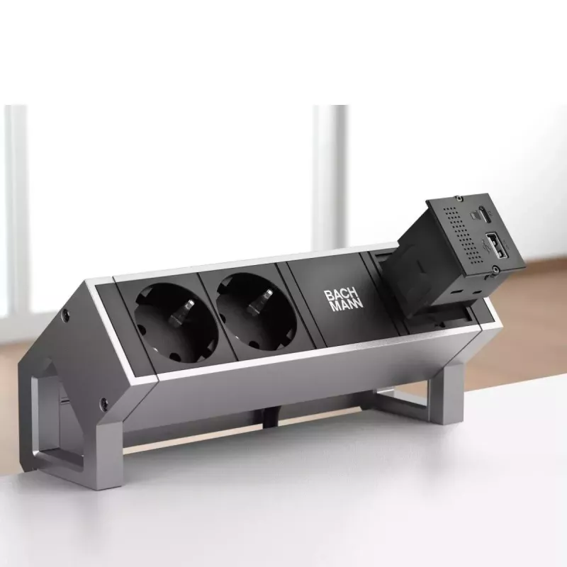 Kištukinis lizdas USB A + USB C Bachmann 917.229 Juoda 3A