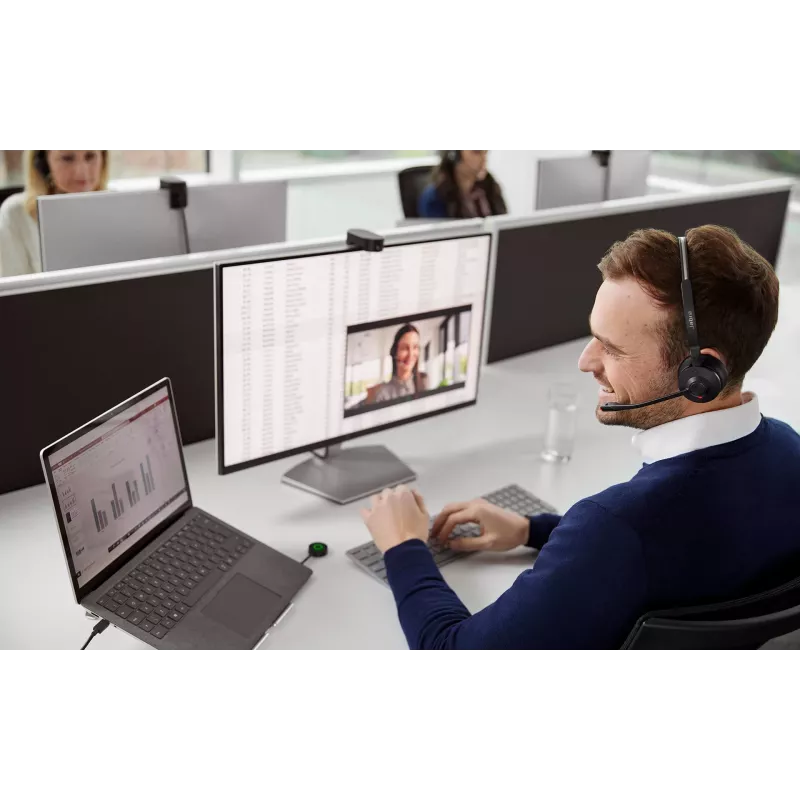 Jabra Engage 55 MS Stereo ausinės belaidės, ant galvos, biurui/skambučių centrui, USB Type-A, juodos