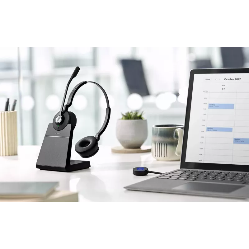 Jabra Engage 55 MS Stereo ausinės belaidės, ant galvos, biurui/skambučių centrui, USB Type-A, juodos