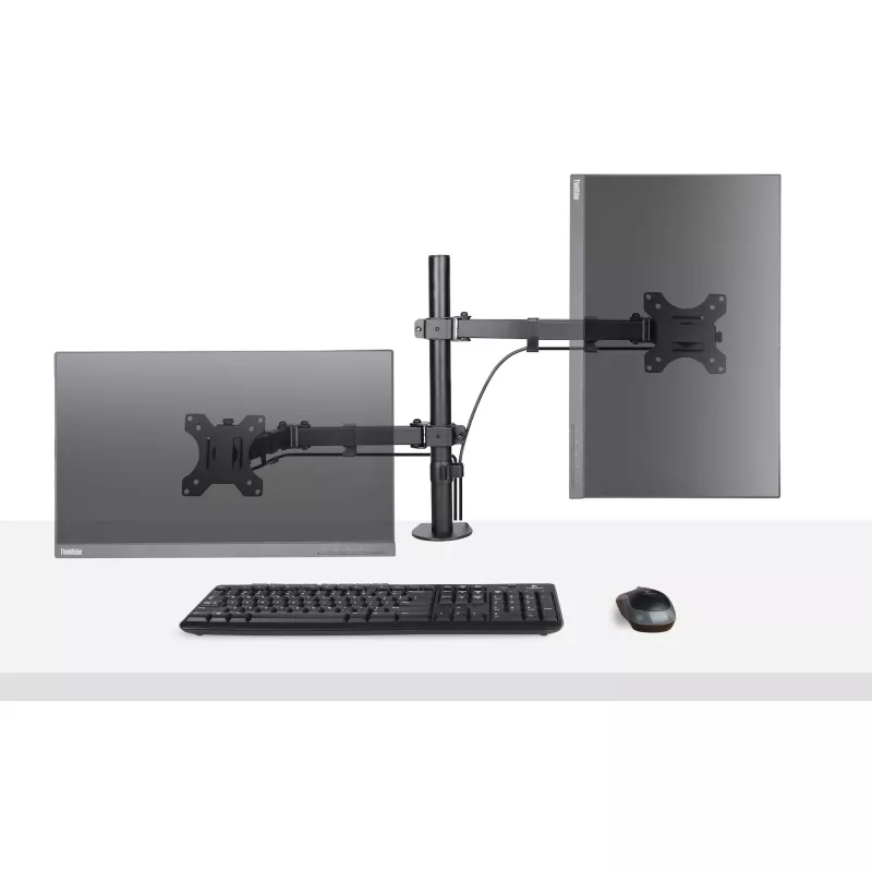 “StarTech.com” monitoriaus laikiklis su VESA nešiojamojo kompiuterio dėklu, skirtas nešiojamajam kompiuteriui (4,5 kg / 9,9 lb) ir vienam ekranui iki 32 colių (8 kg / 17,6 lb), juodas, ventiliuojamas dėklas, reguliuojamas nešiojamojo kompiuterio laikiklis, C formos spaustukas / kiauryminis tvirtinimas