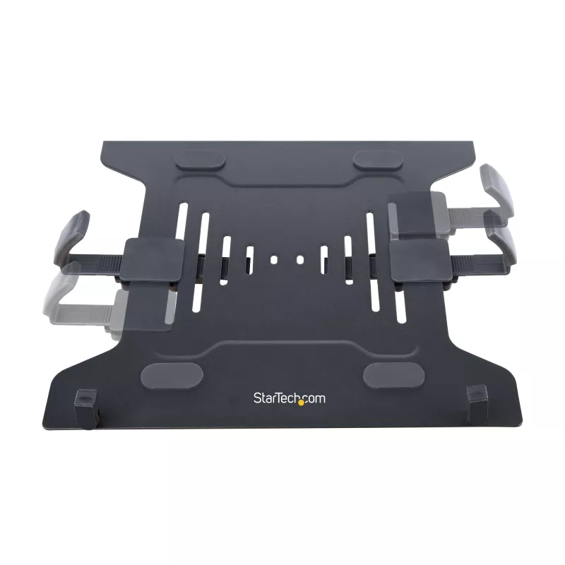 “StarTech.com” monitoriaus laikiklis su VESA nešiojamojo kompiuterio dėklu, skirtas nešiojamajam kompiuteriui (4,5 kg / 9,9 lb) ir vienam ekranui iki 32 colių (8 kg / 17,6 lb), juodas, ventiliuojamas dėklas, reguliuojamas nešiojamojo kompiuterio laikiklis, C formos spaustukas / kiauryminis tvirtinimas