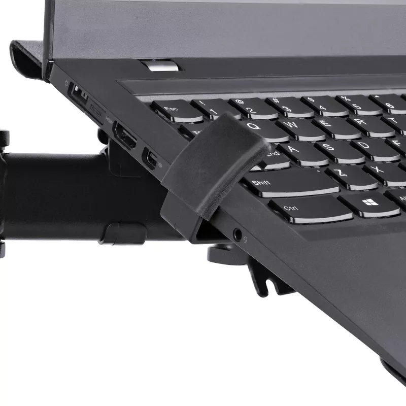 “StarTech.com” monitoriaus laikiklis su VESA nešiojamojo kompiuterio dėklu, skirtas nešiojamajam kompiuteriui (4,5 kg / 9,9 lb) ir vienam ekranui iki 32 colių (8 kg / 17,6 lb), juodas, ventiliuojamas dėklas, reguliuojamas nešiojamojo kompiuterio laikiklis, C formos spaustukas / kiauryminis tvirtinimas