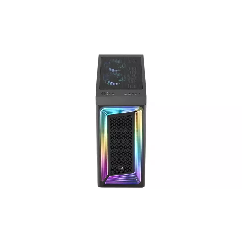 PC korpusas AEROCOOL Interstellar Midi Tower juodas — ATX, palaiko iki 362 mm GPU, 163 mm CPU aušintuvą, 3x120/360 mm priekinį radiatorių