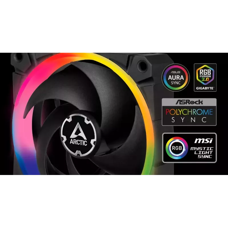ARCTIC BioniX P120 A-RGB slėgiui optimizuotas 120 mm ventiliatorius su A-RGB