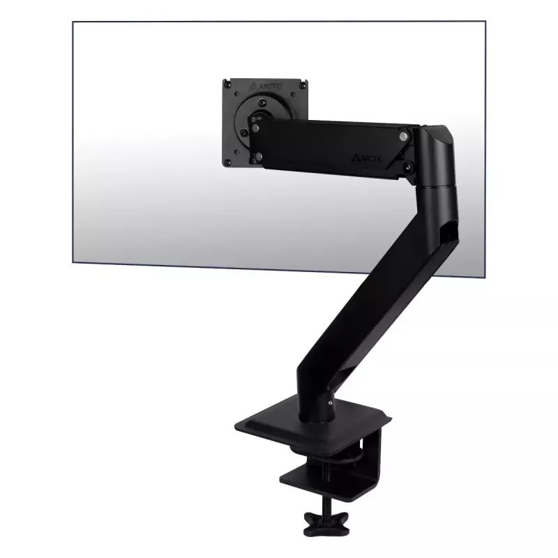 Stalinis tvirtinimas dujiniu spyruokliniu monitoriaus laikikliu Arctic X1-3D — palaiko iki 43 colių / 10 kg, VESA 75x75–100x100, juodas