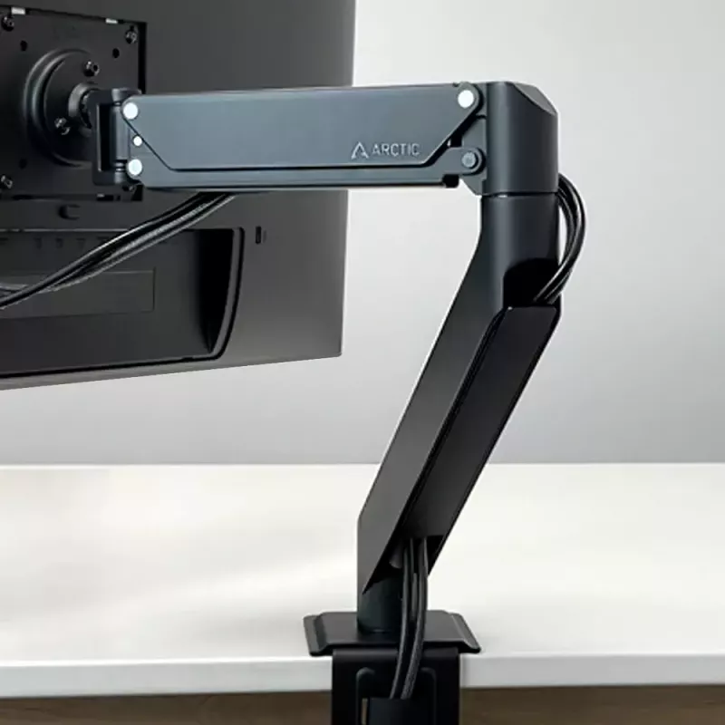 Stalinis tvirtinimas dujiniu spyruokliniu monitoriaus laikikliu Arctic X1-3D — palaiko iki 43 colių / 10 kg, VESA 75x75–100x100, juodas
