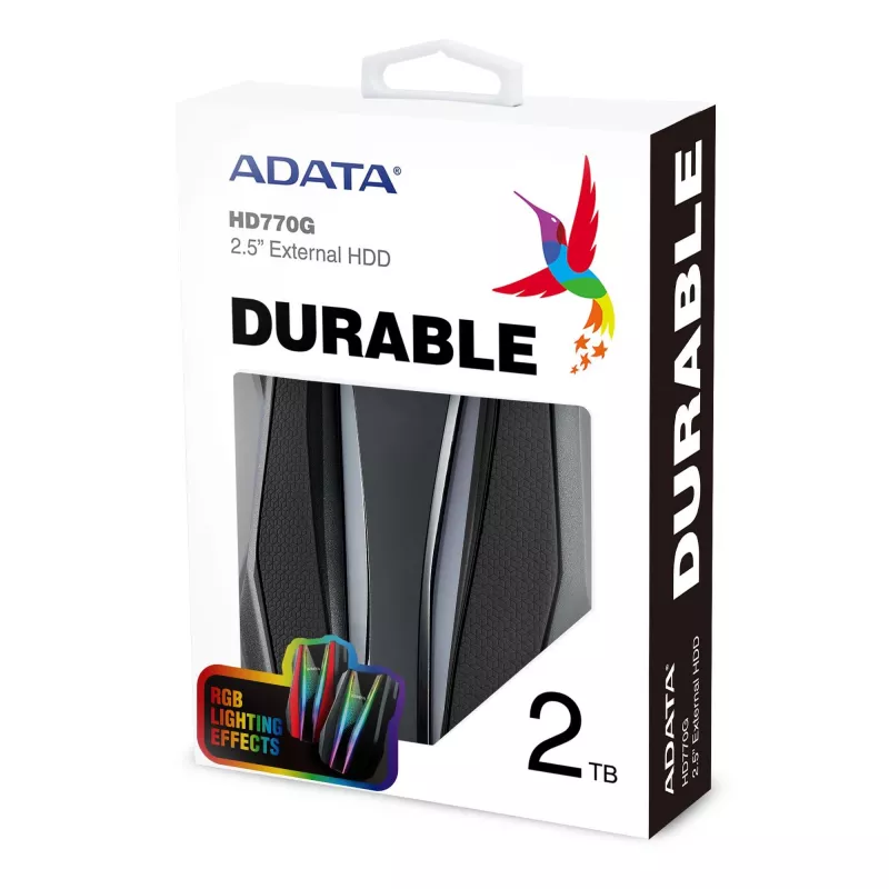 Išorinis kietasis diskas ADATA HD770G 2 TB 2,5 colio USB 3.2 Gen 1 juodas, atsparus smūgiams, maitinamas per magistralę